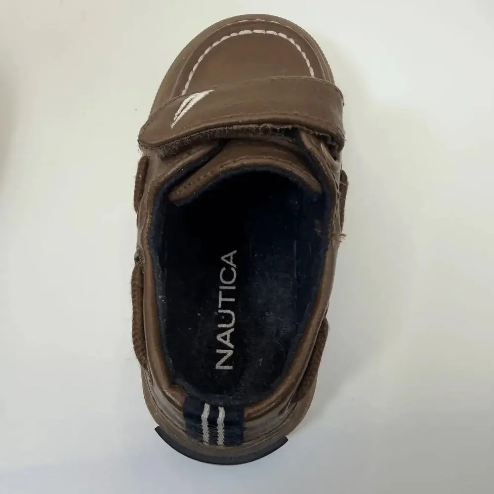 Nautica Toddler Boys Boat Shoes Size 5 Brown Casual Walking Loafers‎ Strap